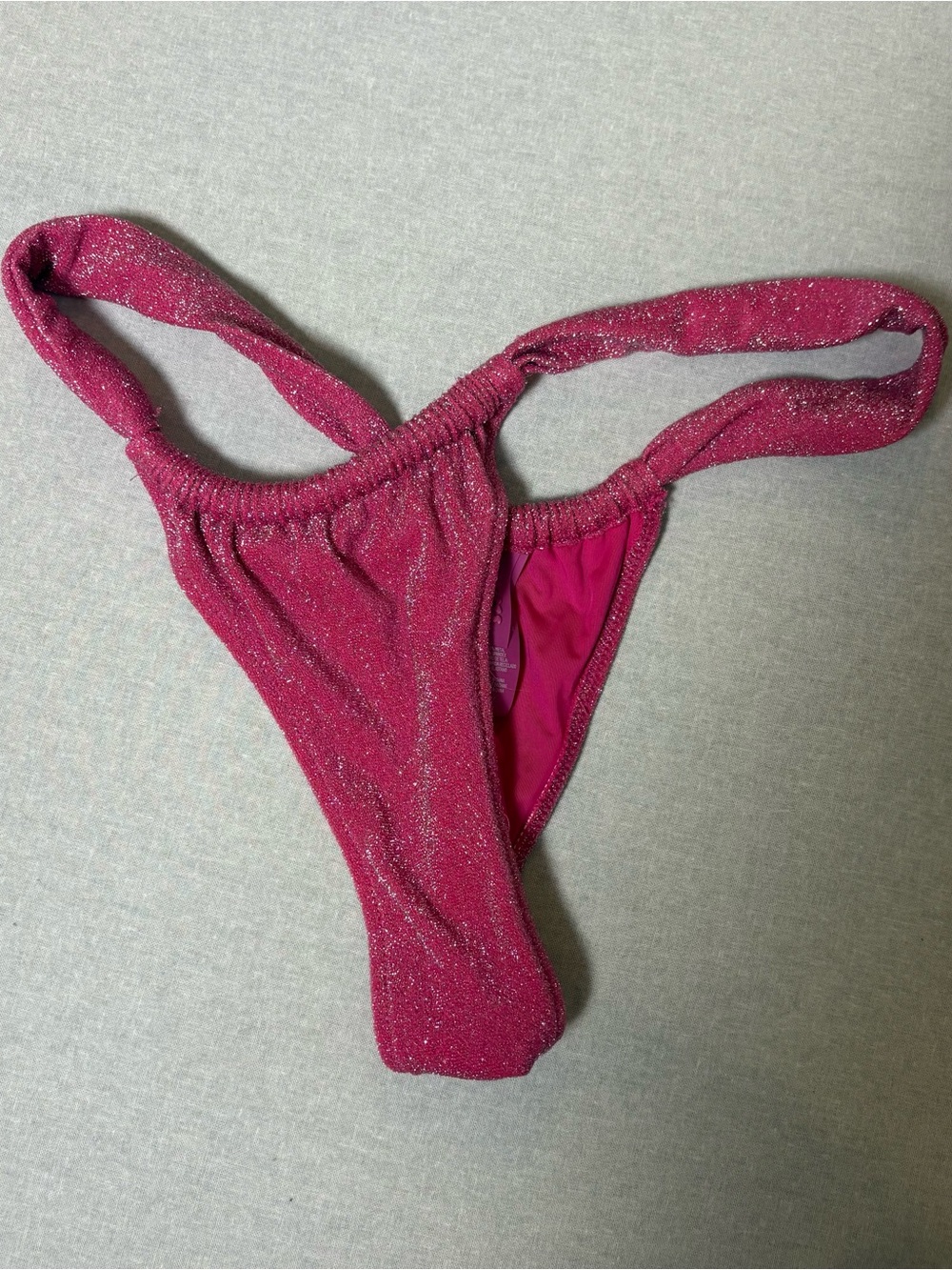 SKIMS swim Glitter Swim thong Bikini bottom Magenta size medium